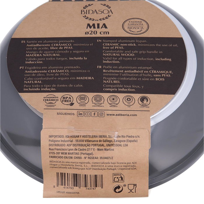 Sartén Aluminio Mia Bidasoa 20 cm (6 Unidades) Sartén Aluminio Mia Bidasoa 20 cm (6 Unidades)