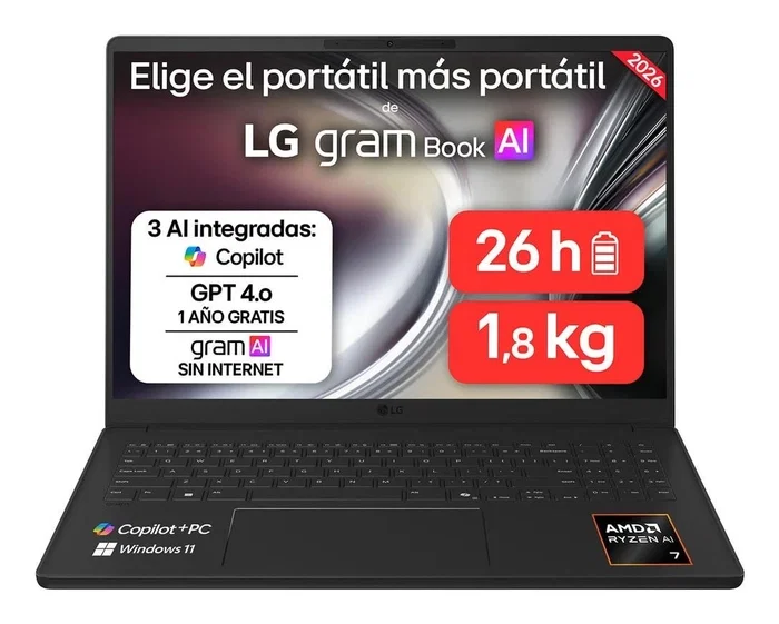 LG Gram 16U55U-G.AU75BN con AMD Ryzen AI 7 445, 16 GB RAM y 512 GB SSD LG Gram 16U55U-G.AU75BN con AMD Ryzen AI 7 445, 16 GB RAM y 512 GB SSD