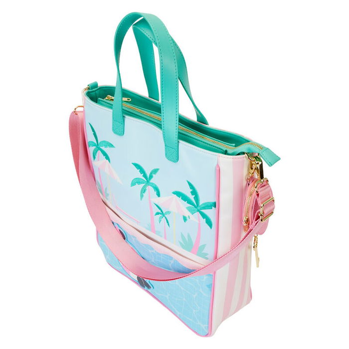 Loungefly Bolso Tote + Monedero Vacation Style Minnie Disney de Piel Vegana con Herrajes Dorados 27.5x32.5x10cm