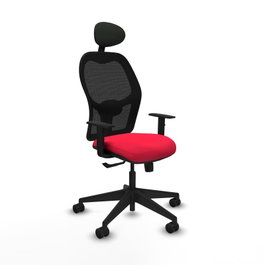 PIQUERAS Y CRESPO Silla de oficina Alocén Rojo/Negro con mecanismo Sincro y cabecero fijo