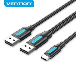 Vention CQKBF Cable USB 2.0 Tipo-C Macho a 2x USB Macho, 480 Mbps, 1 Metro, Negro