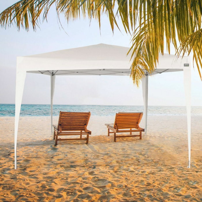 Color Baby Cenador plegable poliester blanco Aktive 300x300x250 cm