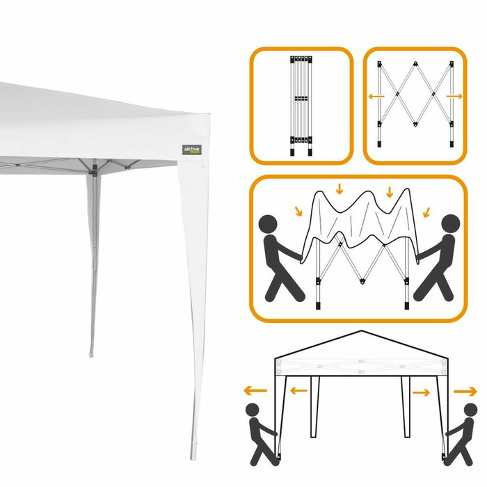 Color Baby Cenador plegable poliester blanco Aktive 300x300x250 cm
