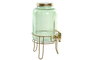 DKD Home Decor Dispensador Bebidas Verde Dorado Cristal Metal 16 x 24.6 x 16 cm 4L