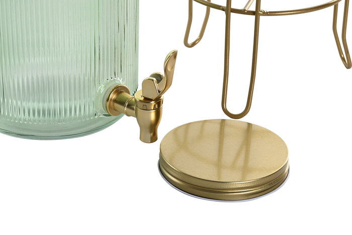 DKD Home Decor Dispensador Bebidas Verde Dorado Cristal Metal 16 x 24.6 x 16 cm 4L
