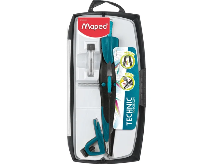 Maped Compás Bigotera de Metal con Sistema de Precisión y Adaptador Universal