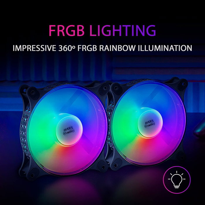 Mars Gaming Kit de 2 Ventiladores MFDUO 12cm FRGB Rainbow