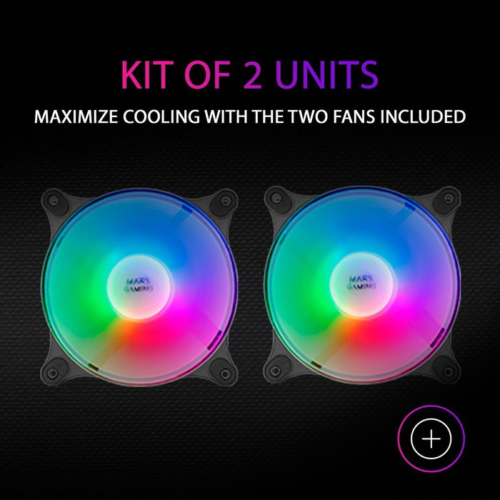 Mars Gaming Kit de 2 Ventiladores MFDUO 12cm FRGB Rainbow