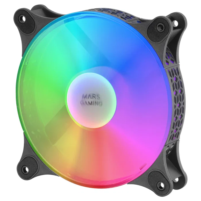 Mars Gaming MFDUO Kit de 2 Ventiladores FRGB Rainbow 12 cm para PC - Ventilador Carcasa, 360°, 3-pin+4-pin, Ultra Silencioso (Negro o Blanco)