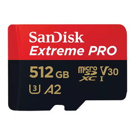 Sandisk Extreme PRO Tarjeta microSDXC de 512GB UHS-I Clase 10 con Adaptador SD Velocidad 200MB/s Lectura 140MB/s Escritura