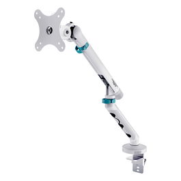 Digitus Soporte de monitor de escritorio con brazo, 35 pulgadas (88.9 cm), ajuste de altura, inclinacion y rotacion, hasta 10 kg, VESA 100x100, blanco