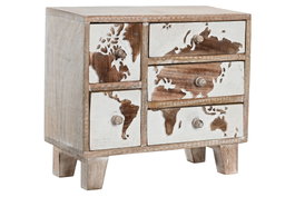 DKD Home Decor Joyero Mango Mapamundi Marrón