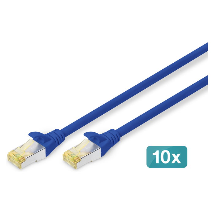 Digitus CAT 6A S/FTP Patchkabel, 10 Stück, 2m, blau Digitus CAT 6A S/FTP Patchkabel, 10 Stück, 2m, blau