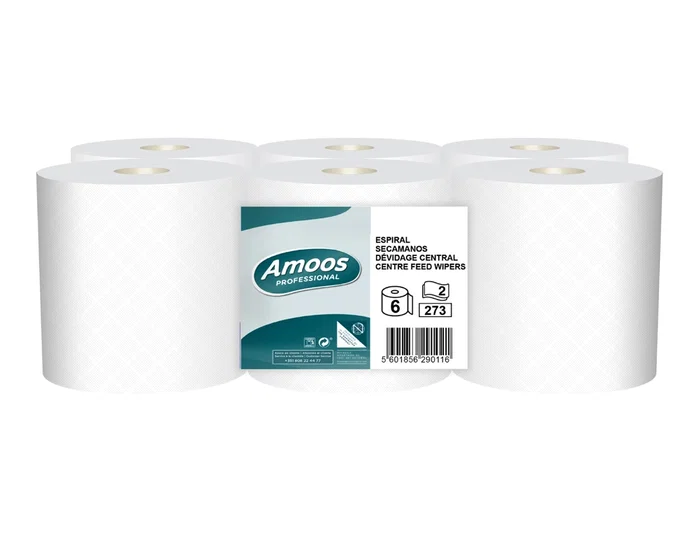 Amoos Papel Secamanos Industrial 2 Capas 32g/m2 Blanco 90m Paquete 6 Rollos Amoos Papel Secamanos Industrial 2 Capas 32g/m2 Blanco 90m Paquete 6 Rollos