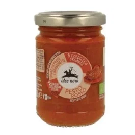 Alce Nero Salsa Pesto Rojo Bio 130g - Con Tomate Seco y Queso Parmesano - Ideal para Pasta y Platos