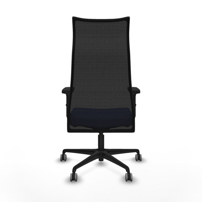 Sillón Albacete con mecanismo Sincro tapizada con Tela color Azul claro y malla color Negro. Equipado con Base nailon negra, Brazos 2D y Ruedas 65 mm parqué Sillón Albacete con mecanismo Sincro tapizada con Tela color Azul claro y malla color Negro. Equipado con Base nailon negra, Brazos 2D y Ruedas 65 mm parqué