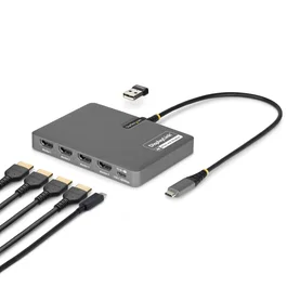 StarTech.com QUAD-USB-HDMI-ADAPT Base para Portátil y Replicador de Puertos Alámbrico USB 3.2 Gen 1 Type-C Gris