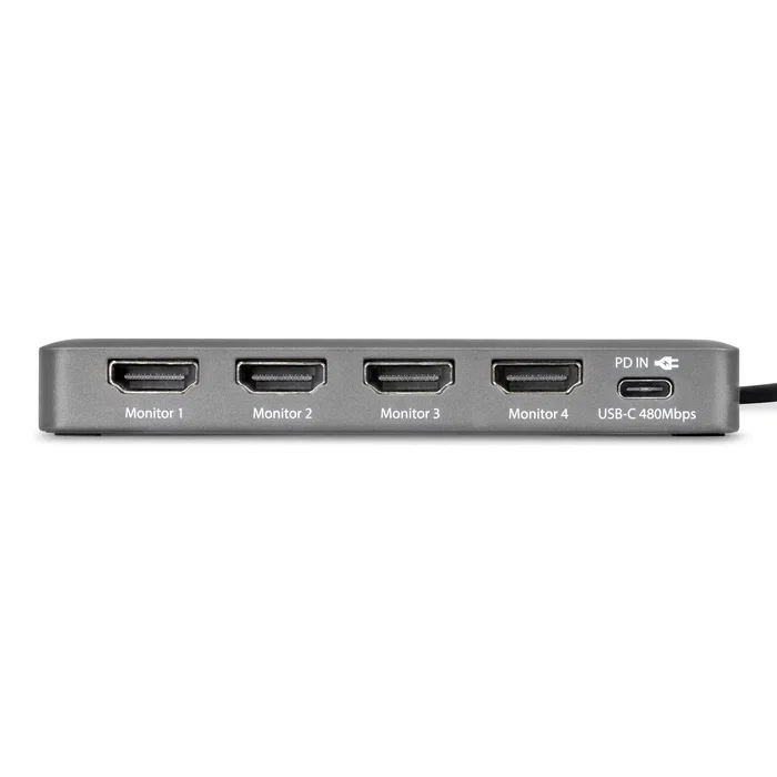 StarTech Adaptador USB-C a 4x HDMI 4K 60Hz con PD 140W Gris