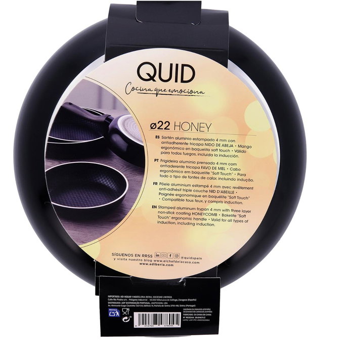 Sartén de Aluminio Estampado Honey Quid 22 cm (6 Unidades)