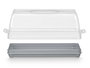 Leknes Portatarta Rectangular con Asa Gris y Transparente, Plástico PP, 36x15x15 cm (Set de 12)