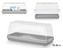 Leknes Portatarta Rectangular con Asa Gris y Transparente, Plástico PP, 36x15x15 cm (Set de 12)