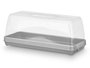 Leknes Portatarta Rectangular con Asa Gris y Transparente, Plástico PP, 36x15x15 cm (Set de 12)