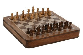 DKD Home Decor Juego de Ajedrez Magnético de Acacia y Arce Marrón