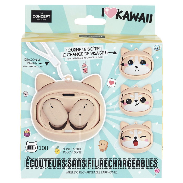 The Concept Factory Auriculares Inalámbricos Kawai Colección Bluetooth 10 Horas Autonomía Caja Recargable