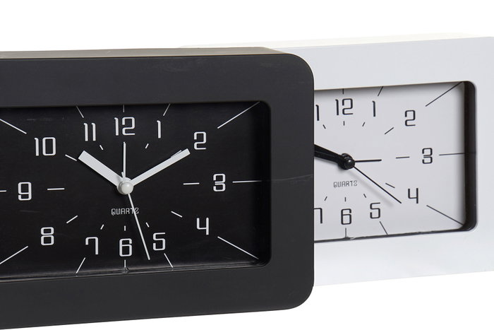 DKD Home Decor Reloj Despertador de PVC Surtido Blanco y Negro