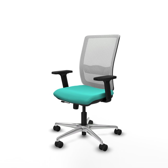 PIQUERAS Y CRESPO Silla de oficina Haches con mecanismo Sincro/Traslack, Turquesa y Blanco