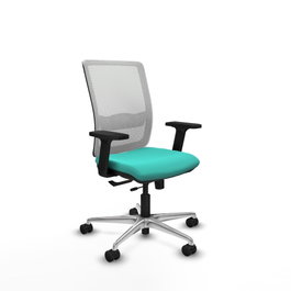 PIQUERAS Y CRESPO Silla de oficina Haches con mecanismo Sincro/Traslack, Turquesa y Blanco