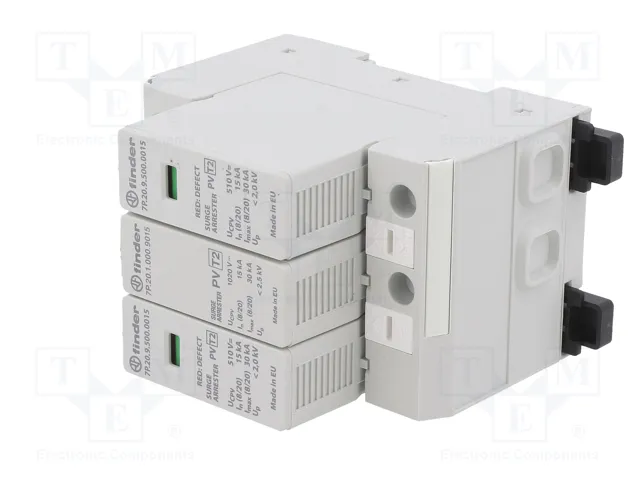 FINDER Limitador de sobretensiones Tipo 2 de 3 polos y 15kA FINDER Limitador de sobretensiones Tipo 2 de 3 polos y 15kA