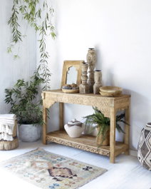 DKD Home Decor Consola de Teca Reciclada Tallado Surtido