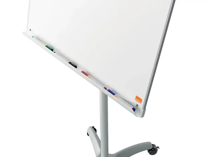 Nobo Pizarra de conferencia ecolabel Premium Plus, blanca, acero lacado magnético, móvil, 700x1860x700 mm
