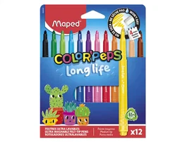 Maped Rotulador Color'Peps Long Life Lavable Punta Media Caja de 12 Unidades Colores Surtidos