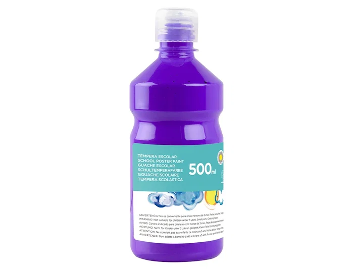 Liderpapel Tempera Liquida Escolar Superlavable 500 ml Violeta Colores Brillantes Cierre Seguridad