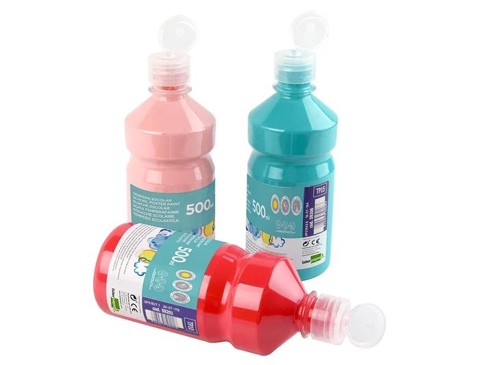 Liderpapel Tempera Liquida Escolar Superlavable 500 ml Violeta Colores Brillantes Cierre Seguridad