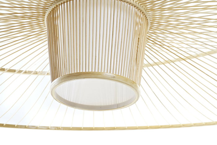 DKD Home Decor Lámpara Techo Urban Natural Blanco 100 x 32 x 100 cm Bambú Poliéster