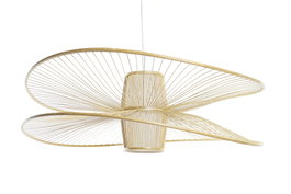 DKD Home Decor Lámpara de Techo Bambú y Poliéster Natural 100x100x32 cm