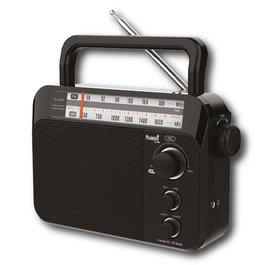 SAMI Radio AC/DC de 2 Bandas con Ruedas XL y Alta Recepción, Funciona con Pila y Corriente