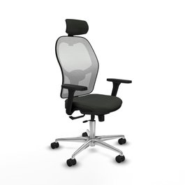PIQUERAS Y CRESPO Silla de oficina Jorquera con mecanismo Sincro/Traslack, Tela Negra y Malla Blanca