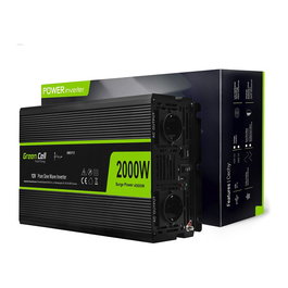 Inversor de voltaje para automÓvil de green cell ® 12v a 230v, onda sinusoidal completa 2000w / 4000w