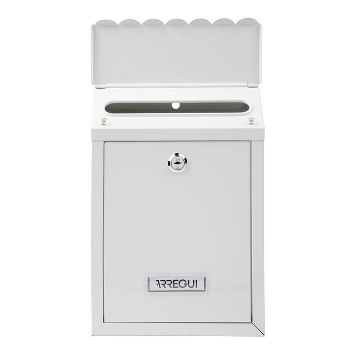 Arregui Buzón Civic Exterior Individual Pequeño S (A5), Acero Galvanizado Lacado Blanco con Tejadillo, 21.6 x 8 x 30 cm