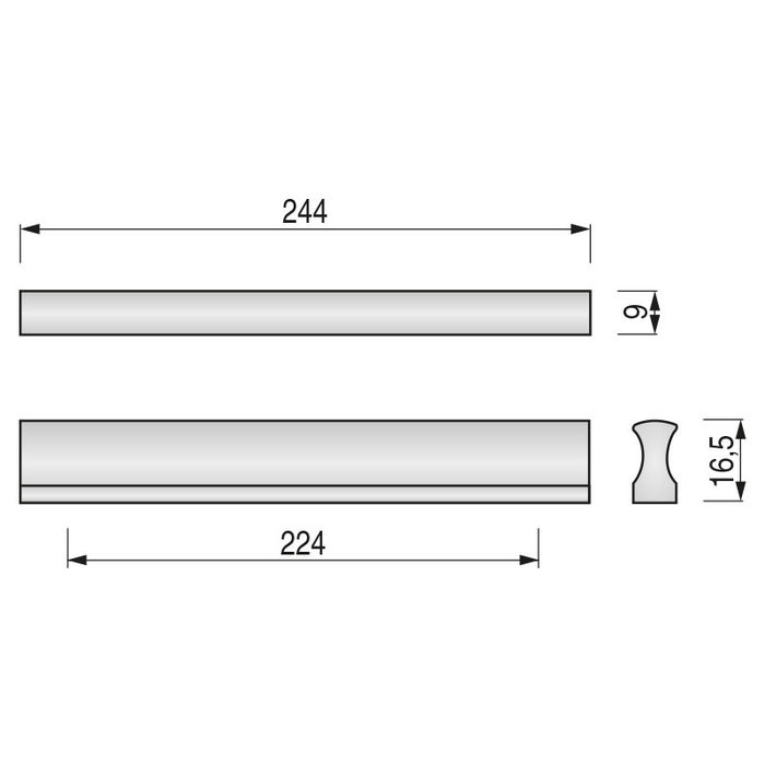 HERRAJES ALK Tirador Aluminio Yokono Acabado Cromo Distancia 224 HERRAJES ALK Tirador Aluminio Yokono Acabado Cromo Distancia 224