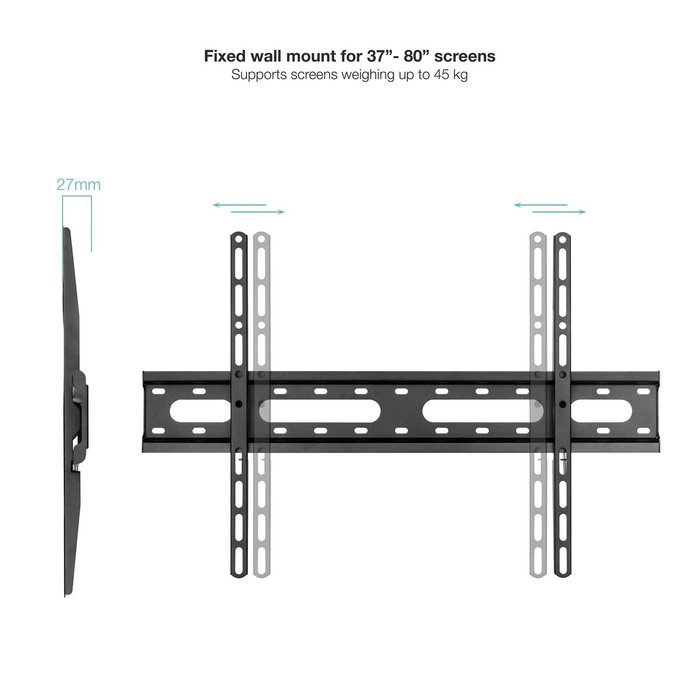 Tooq Soporte Fijo de Pared LP1082F-B para Pantallas 37-80 pulgadas, Negro