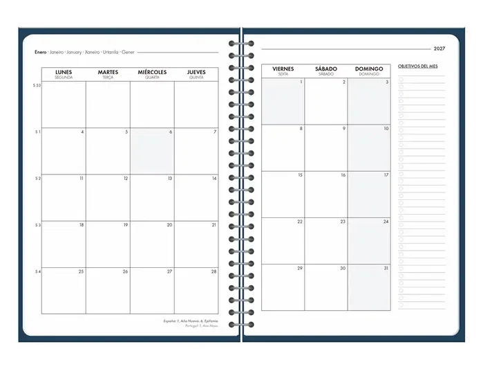 Liderpapel Agenda Oficina 2027 Espiral Basic Día Página A5 Azul