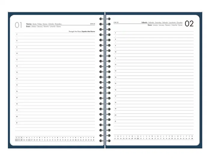 Liderpapel Agenda Oficina 2027 Espiral Basic Día Página A5 Azul