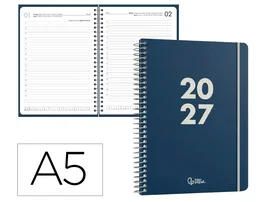 Liderpapel Agenda Oficina 2027 Espiral Basic Día Página A5 Azul