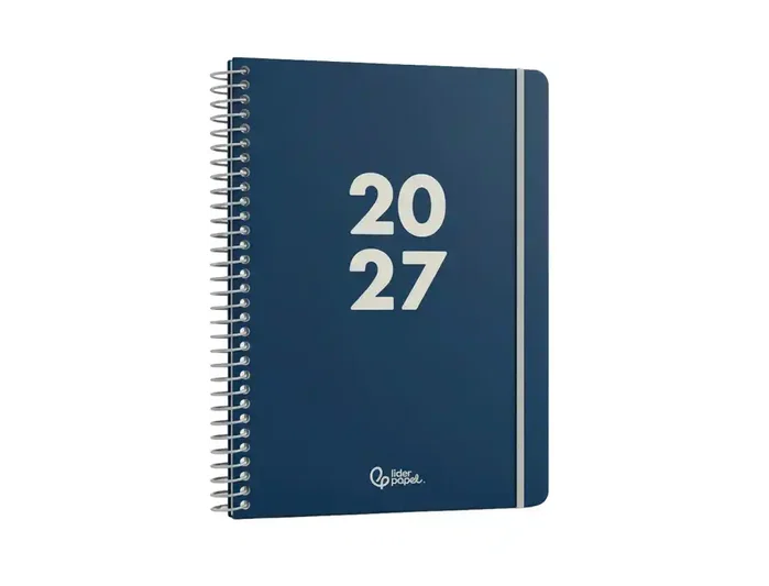 Liderpapel Agenda Oficina 2027 Espiral Basic Día Página A5 Azul