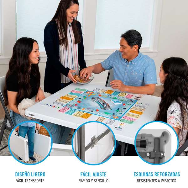 Lifetime Mesa cuadrada plegable maletín 94x94x74 cm